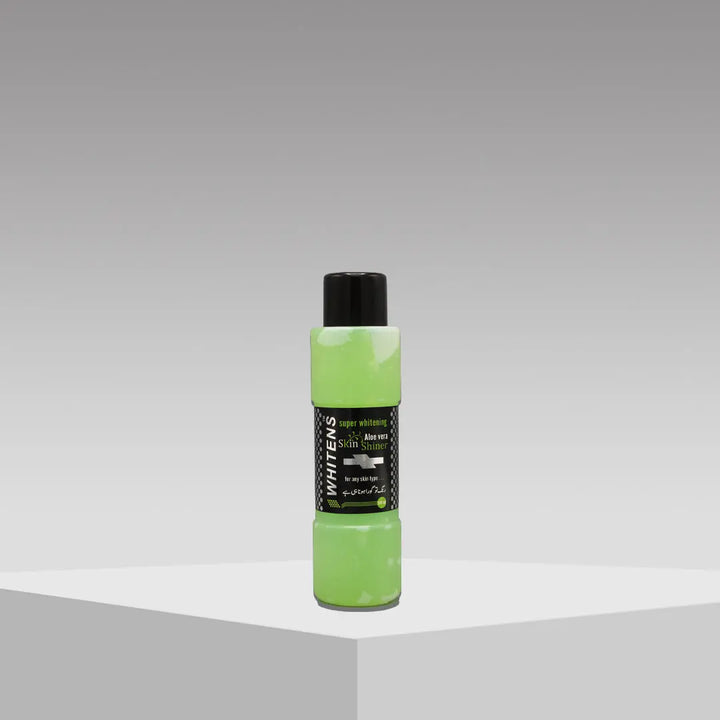 Bottle of Aloe Vera Super Whitening Skin Shiner (500ml) on white background